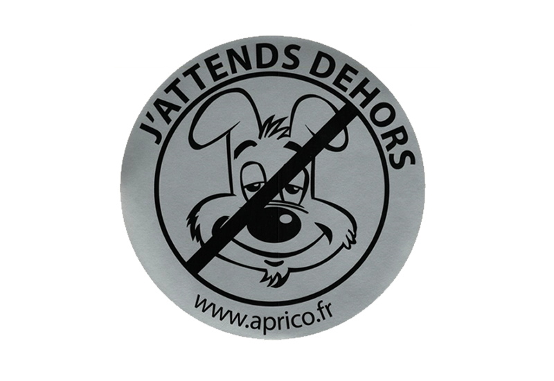 Autocollant pour attache laisse Autocollant d'information pour l'attache laisse sur fond blanc.