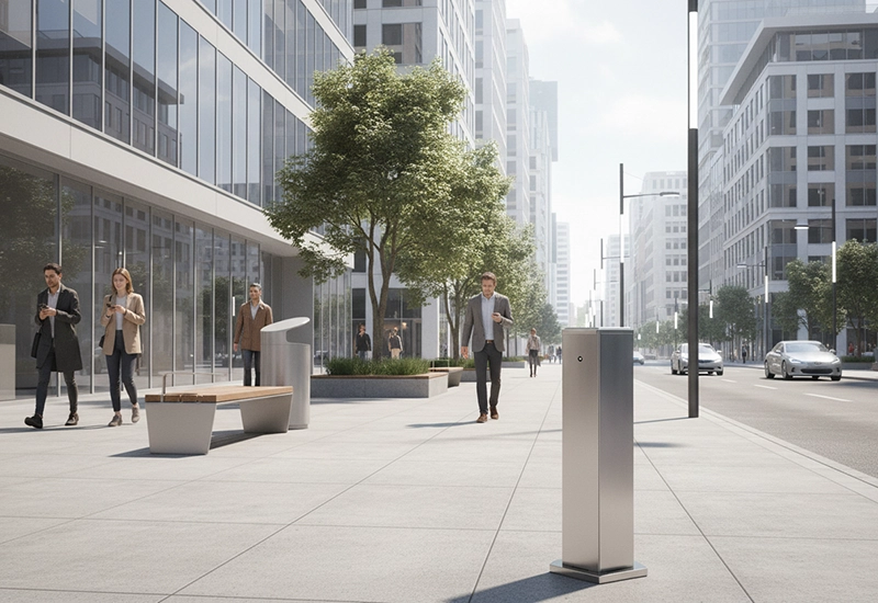 Cendrier sur pied de 1 litre Cendrier sur pied dans une ville.